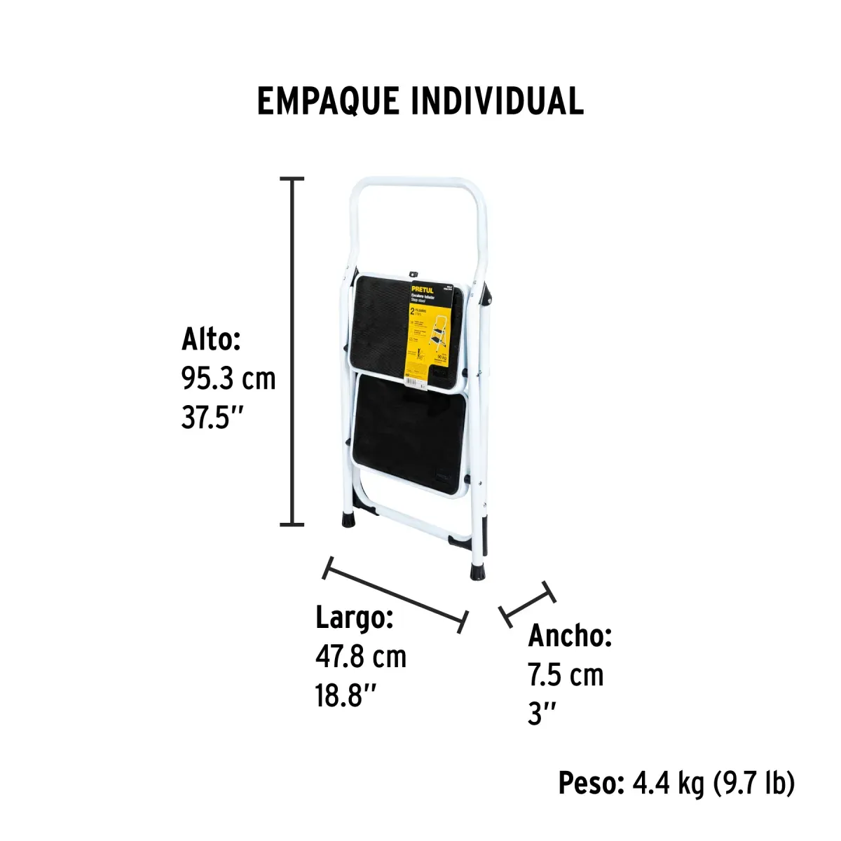 Escalera Tubular Plegable, Capacidad 150 Kg 2 Peldaños – Pretul