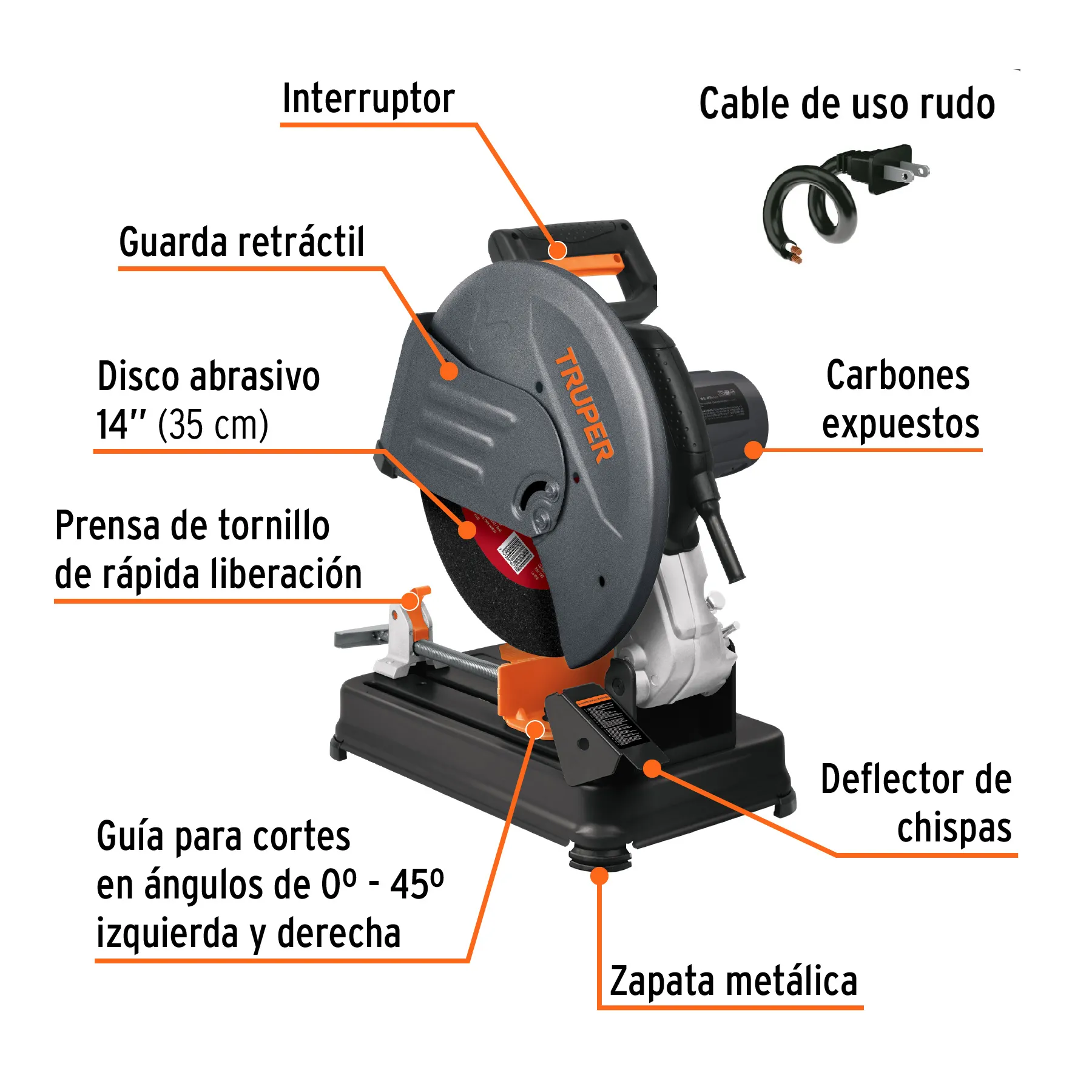 Tronzadora / Cortadora De Metales 14", Mango En "D", 2200 W, Truper