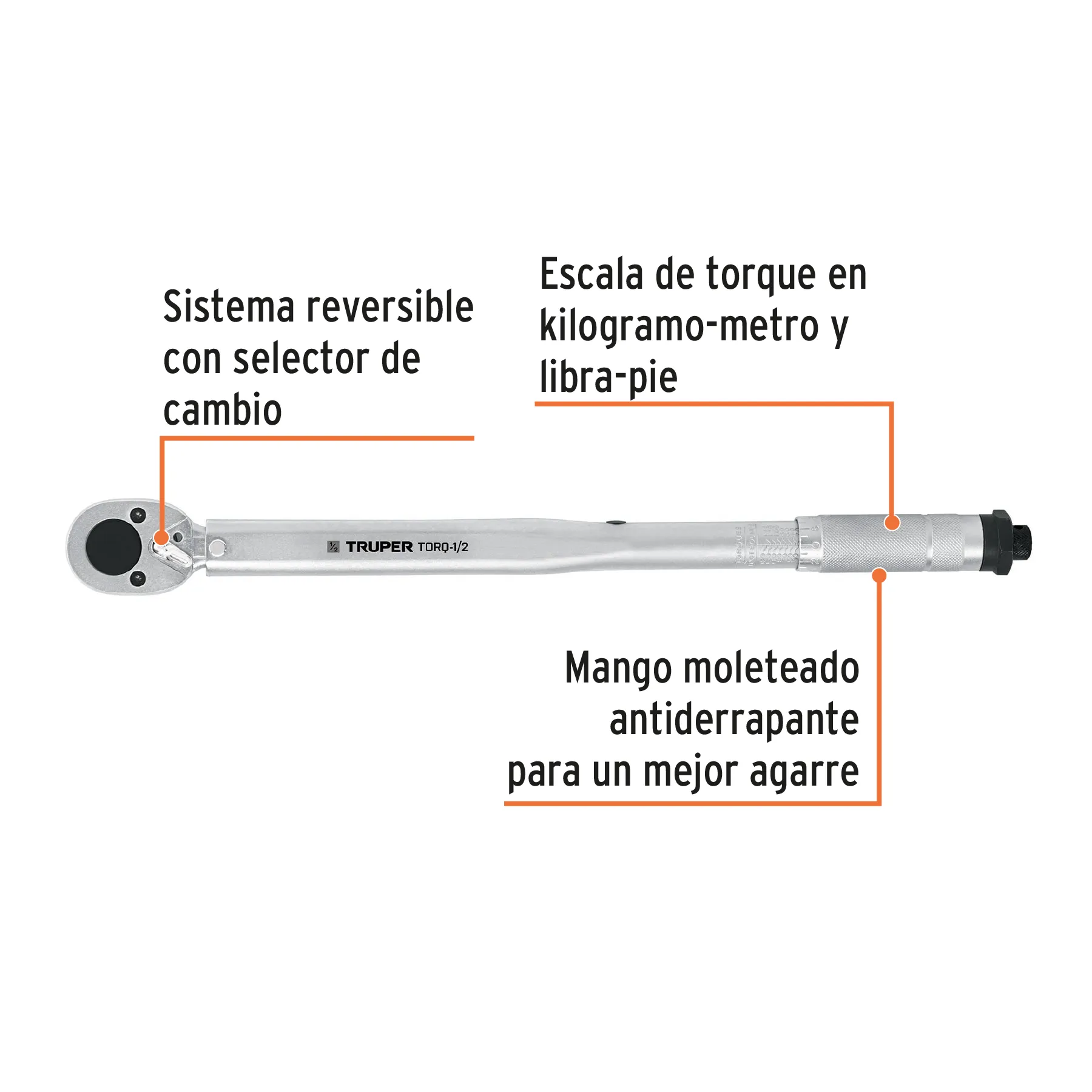 Torquímetro De Trueno, Dos Lecturas, Cuadro 1/2", Truper