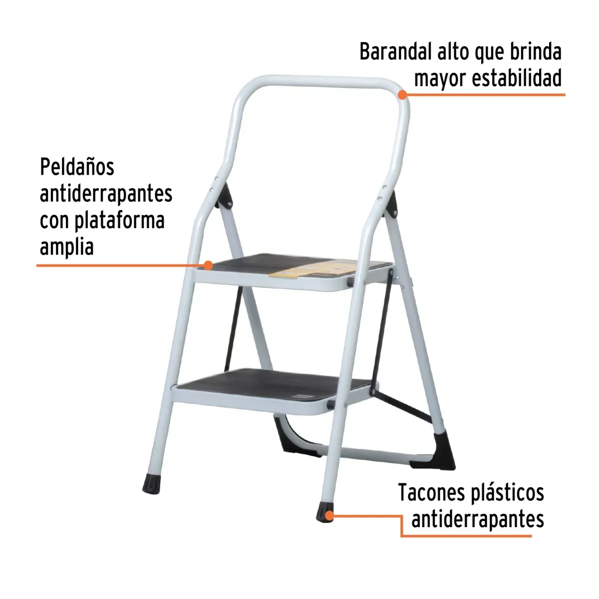 Escalera Tubular Plegable, Capacidad 150 Kg 2 Peldaños – Pretul