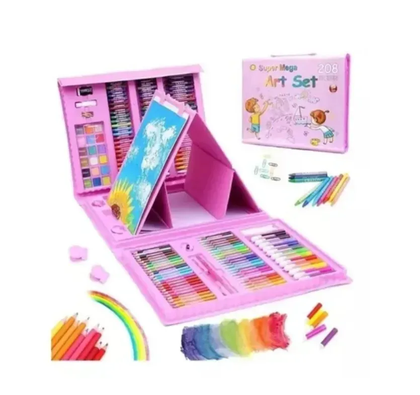 Set De Arte Para Niños 208 Piezas Juego Arte Creativo Color Rosado