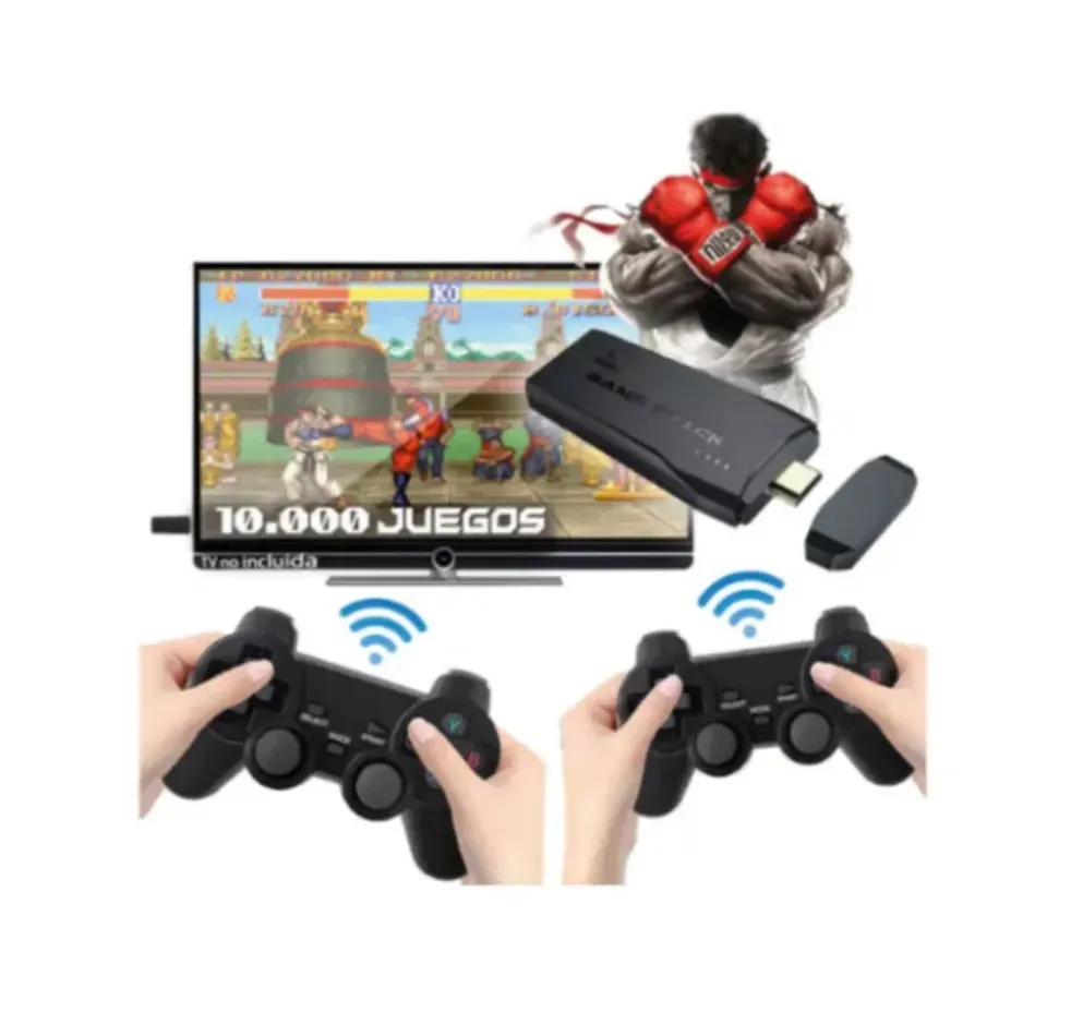 Consola Retro Hdmi 2 Controles Inalambricos Mas 10000 Juegos