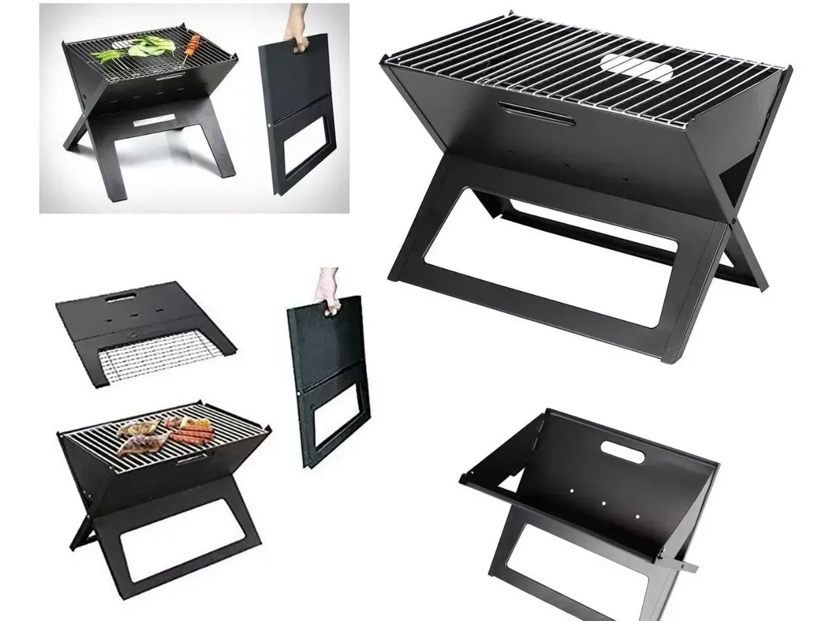 Asador Portatil Plegable De Carbon Acero Inoxidable