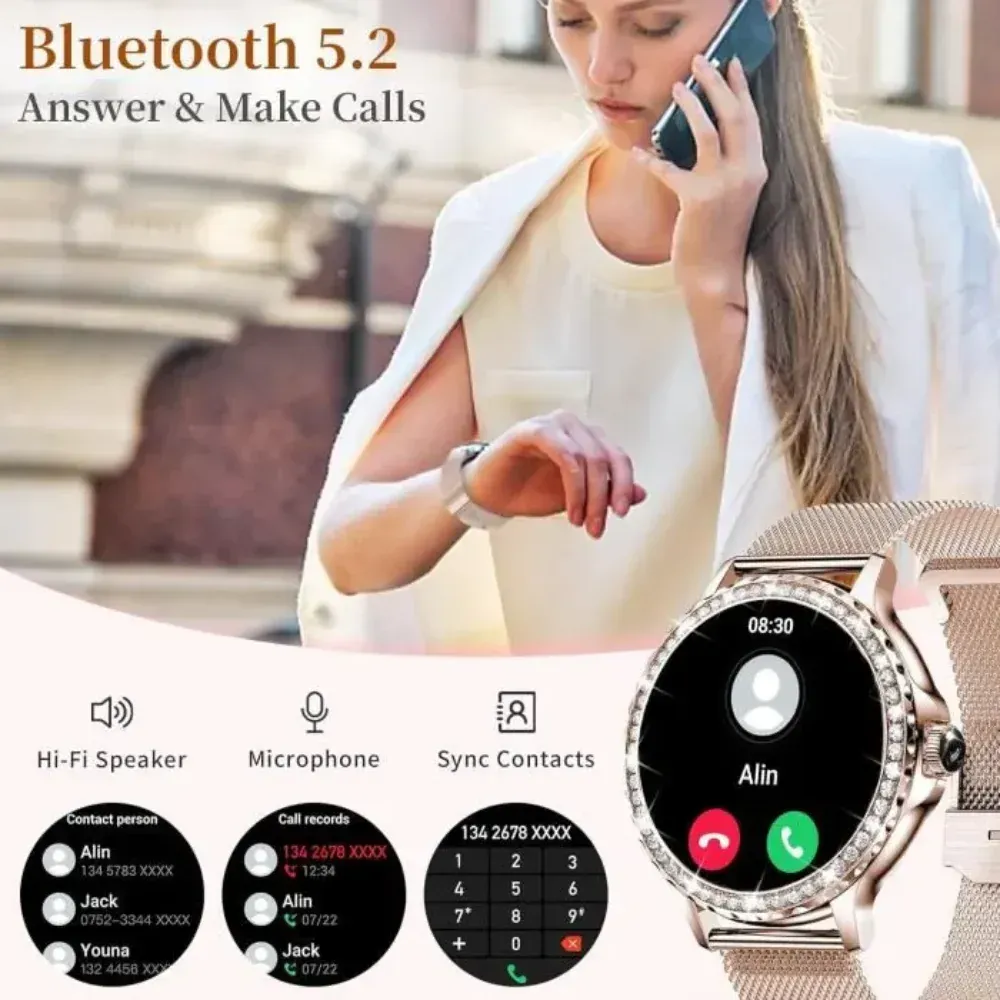 Reloj inteligente smartwatch para mujer diamond doble pulso