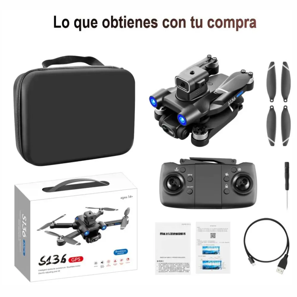 Drone Wifi Gps Motor Brushless S136 Doble Cámara Estuche