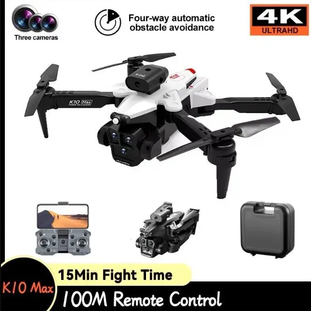 Dron K10 Max 3 Cámaras 4k Hd Sensor De Obstáculos