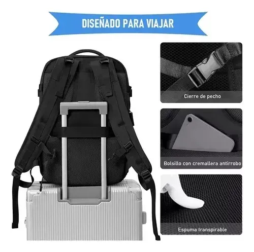 Maleta Morra Para Viajero Cabina Y Ordenador Usb Expansible