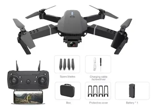 Drone Con Cámara 4k, Dual Plegable Color Negro E88 Pro