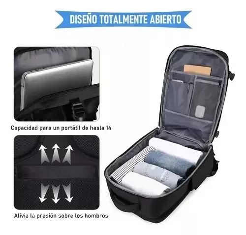 Maleta Morra Para Viajero Cabina Y Ordenador Usb Expansible