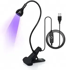  Lampara Uv Led  Brazo Flexible Y Clip Color Negra