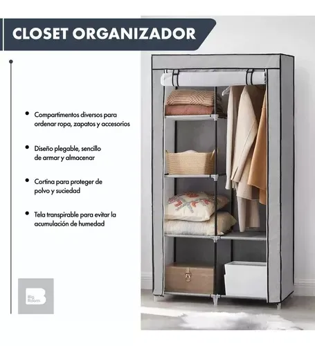 Mueble Closet Armario Organizador Tela Portatil Ropa Zapatos