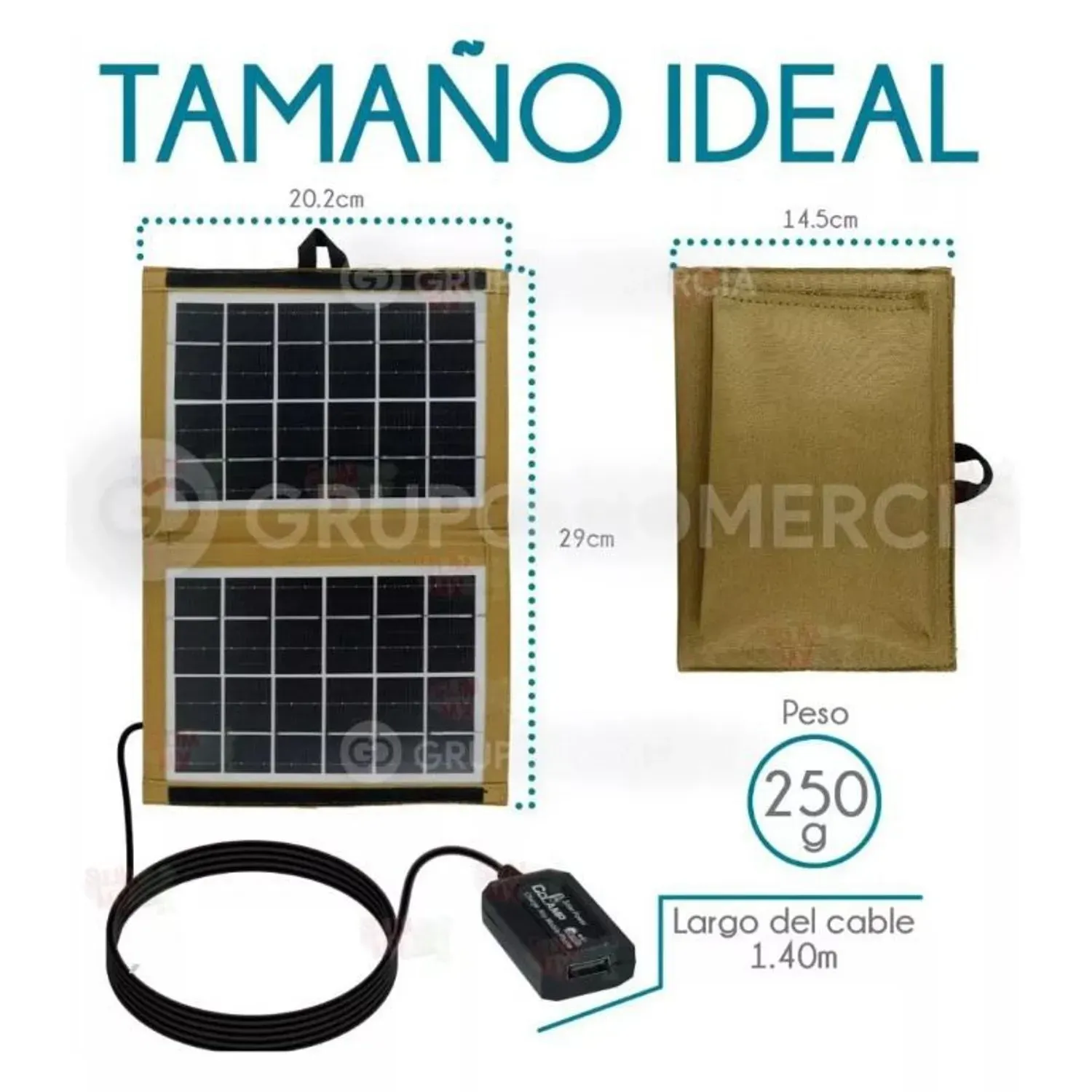 Panel Solar Portatil Camping Exterior 6v 7w Puerto Usb