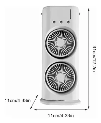 Ventilador Doble De Torre Humidificador Aire Acondicionado Con Luz Led