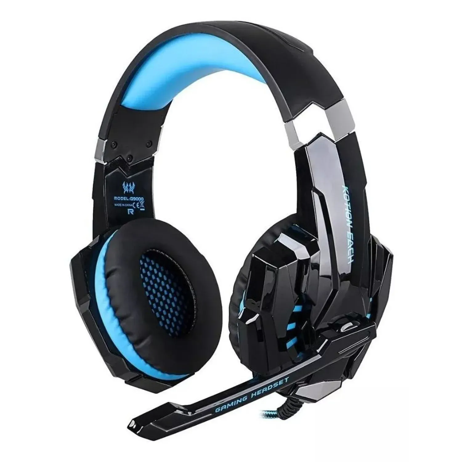 Audífonos Gamer Kotion  G9000 Black Y Blue Con Luz Led 