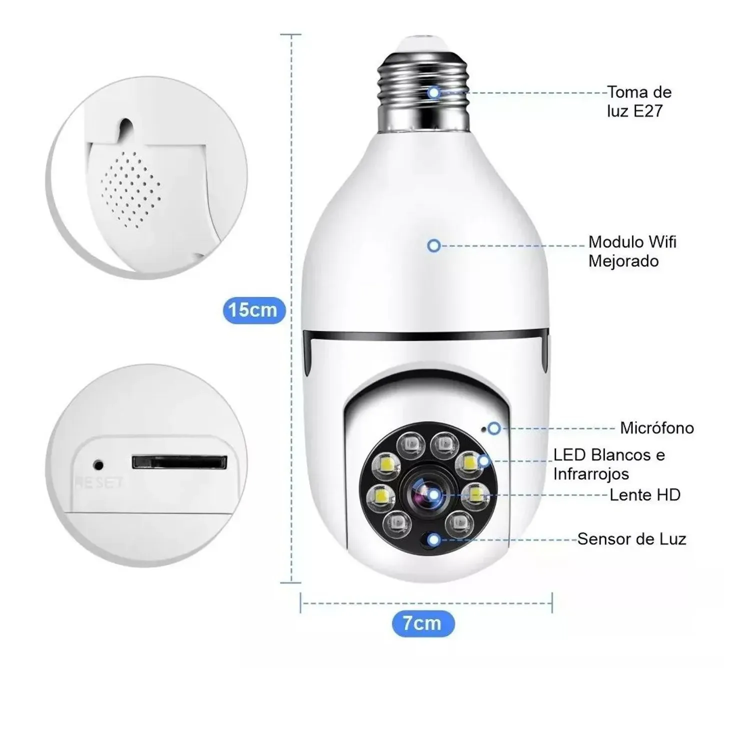 Camara Giratoria Con Censor De Movimiento Inteligente Inalambrica Wifi  