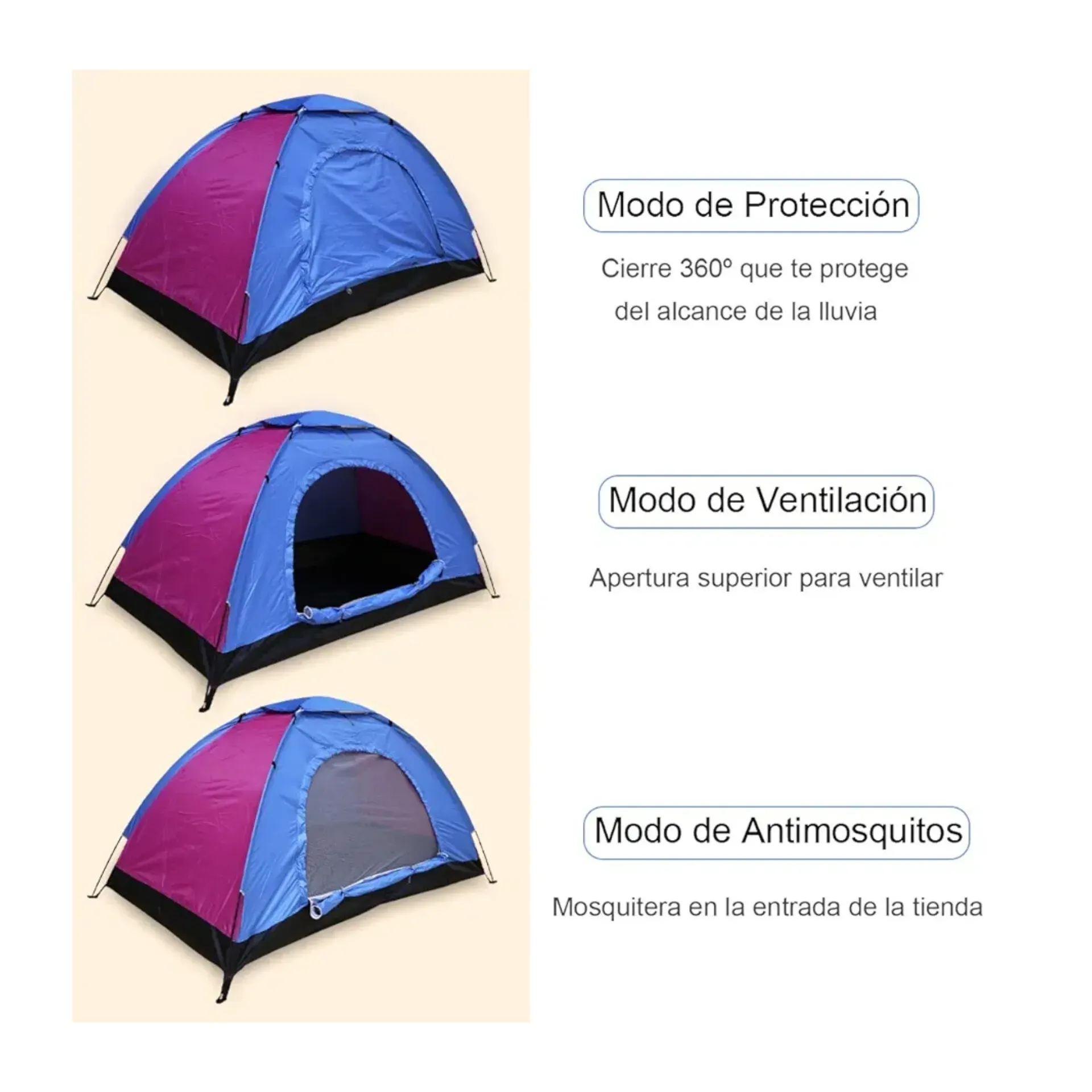  Carpa Camping Para 4 Personas Impermeable Acampar