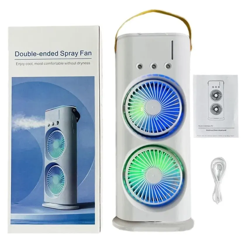 Ventilador Doble De Torre Humidificador Aire Acondicionado Con Luz Led