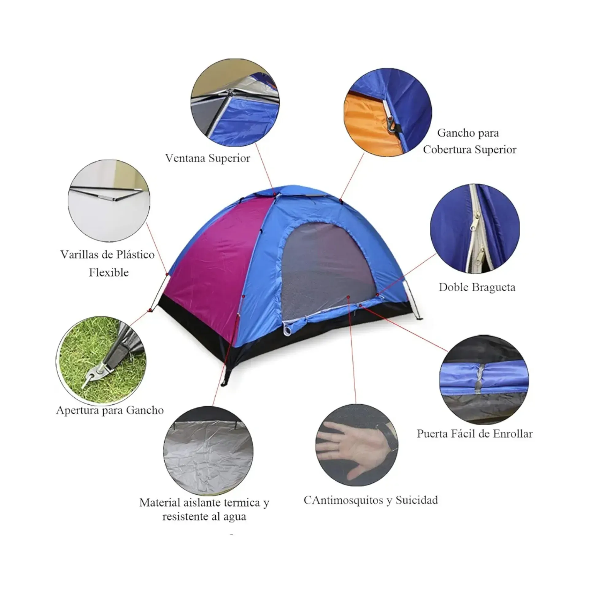  Carpa Camping Para 4 Personas Impermeable Acampar