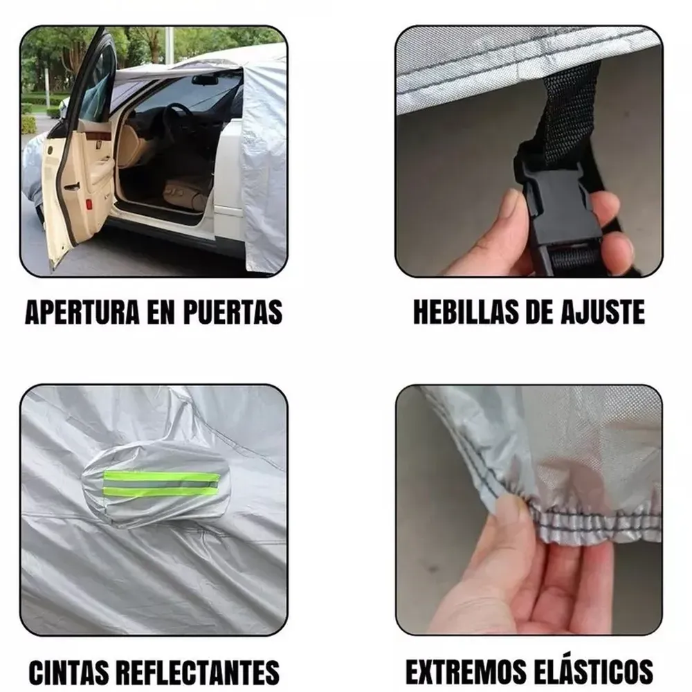 Forro Pijama Carro Protector Autos Detalles Reflectivos Antirrayos