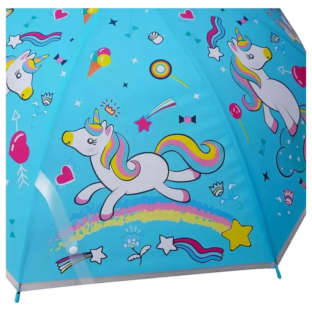 Sombrilla Infantil Plastificada Silbato Unicornio Liviana Az