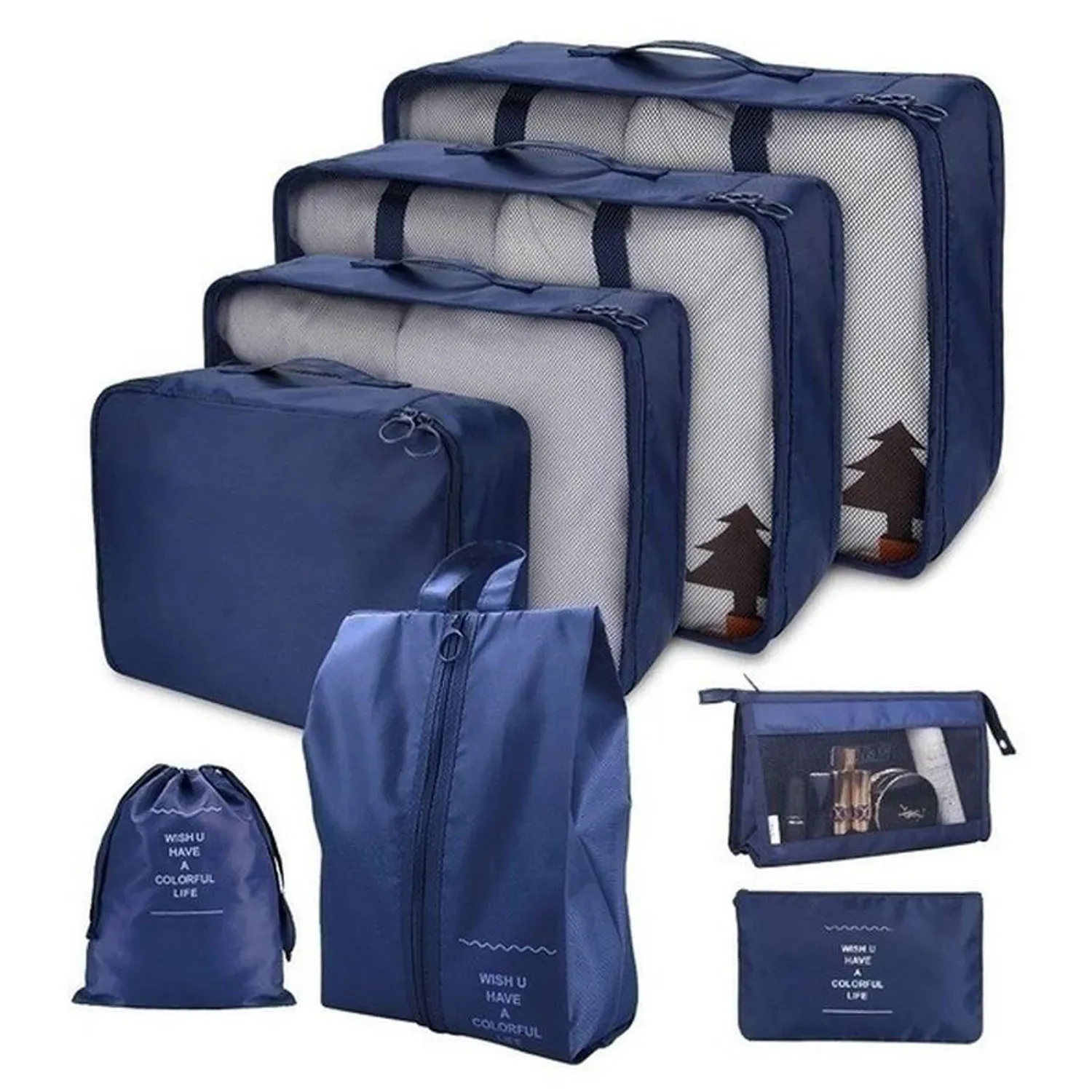 Set X8 Organizador Cubo Caja Ropa Maleta Equipaje Viaje Az O