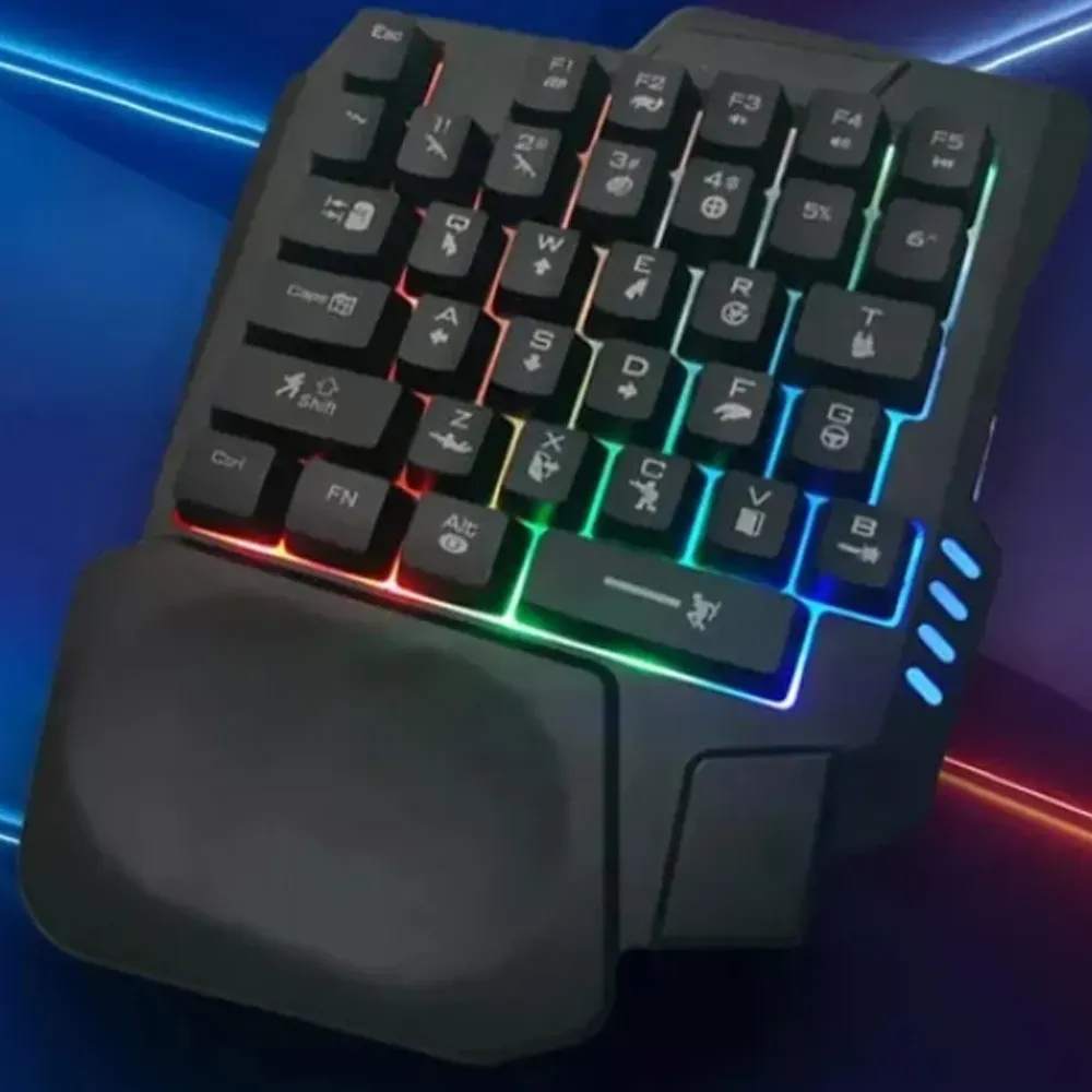 Teclado Gamer Una Sola Mano JK-911 Retroiluminacion Led RGB 