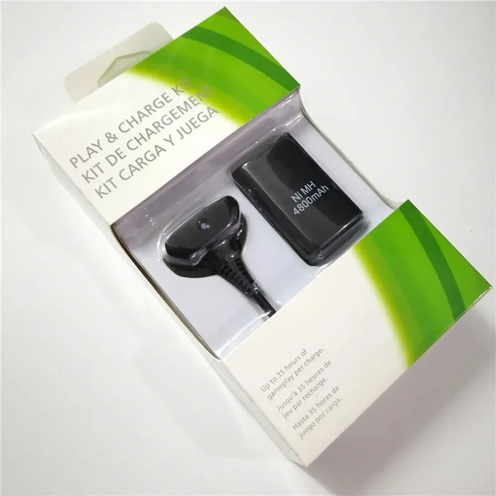 Combo Bateria Recargable Cable Cargador Usb Xbox 360 Controlador Negro 