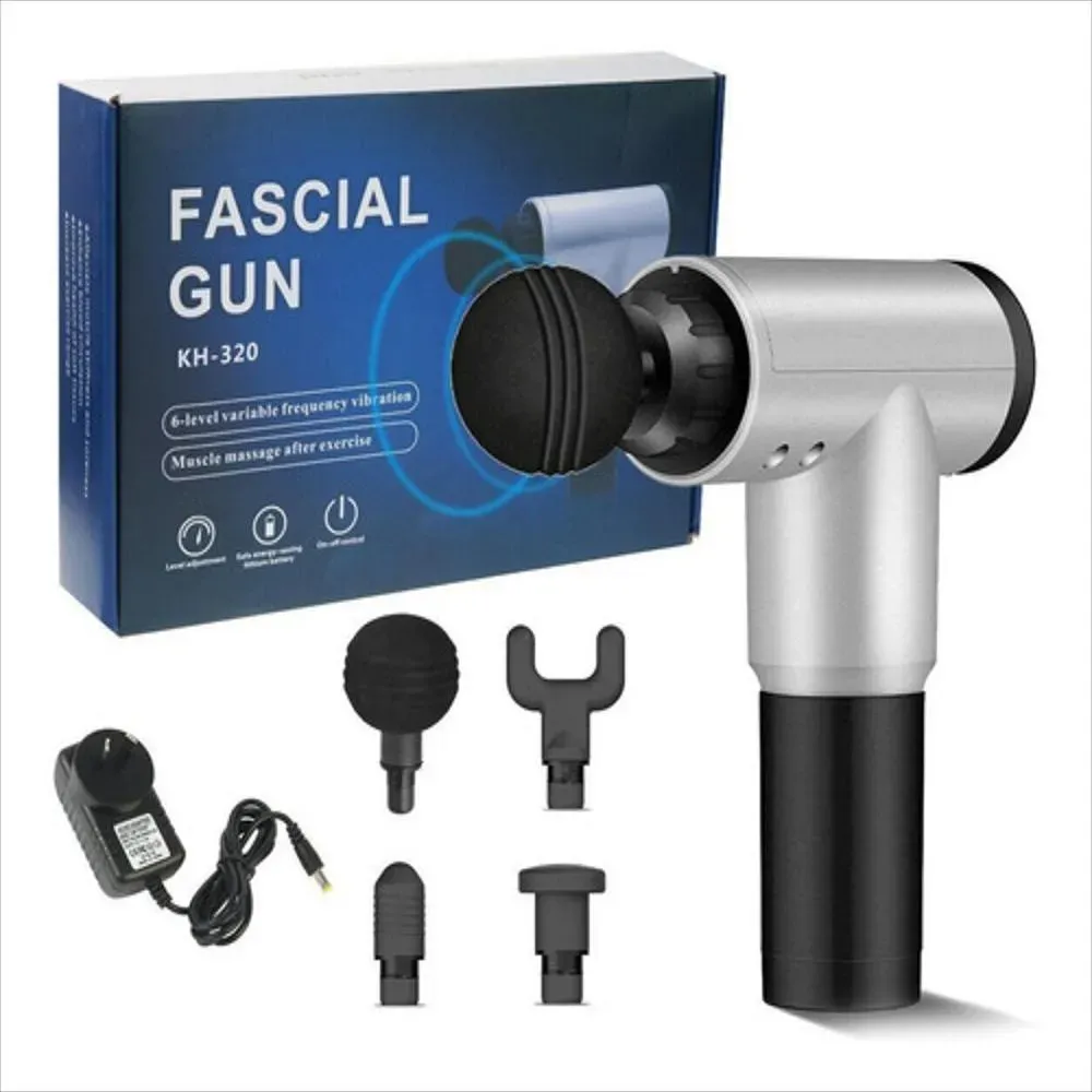 Masajeador Muscular Profesional Fascial Gun Mp-320 Vibratorio 4 Cabeza