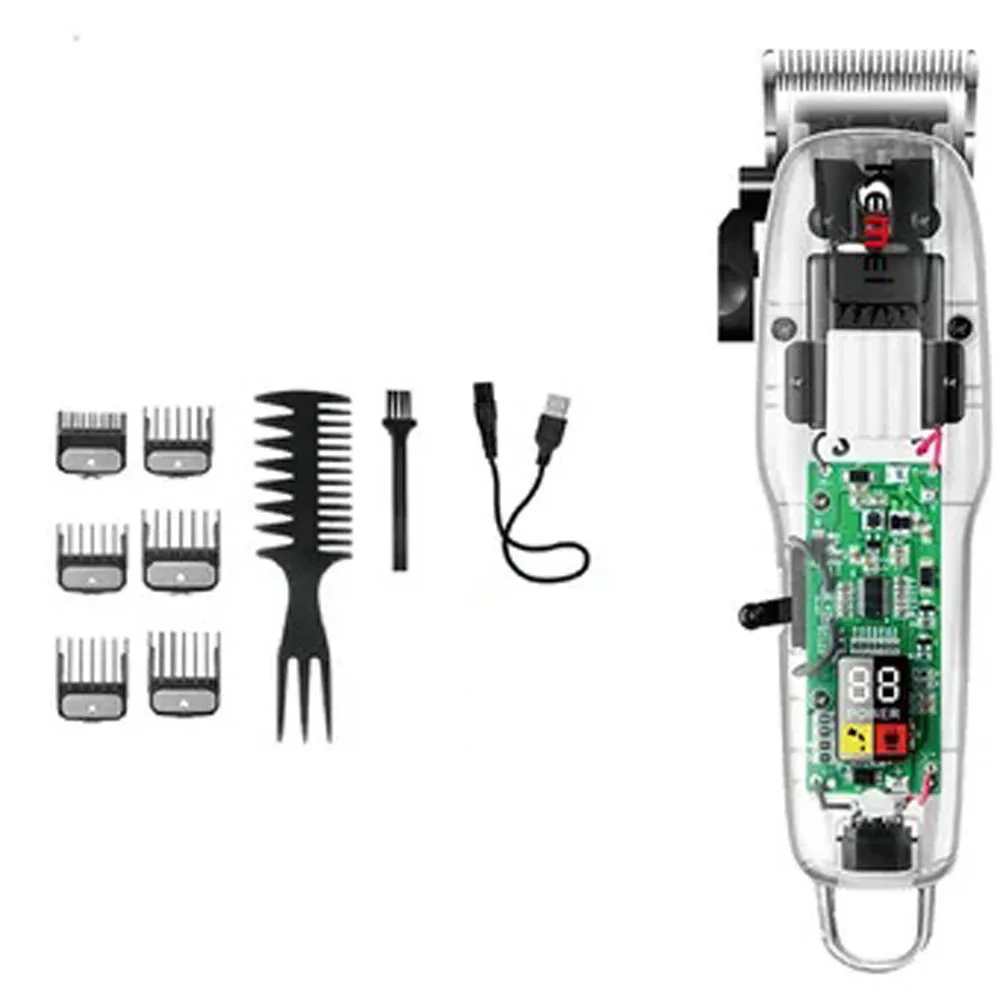 Kit Maquina Cortar Pelo Hombre Profesional Inalambrica Luz Led NG108