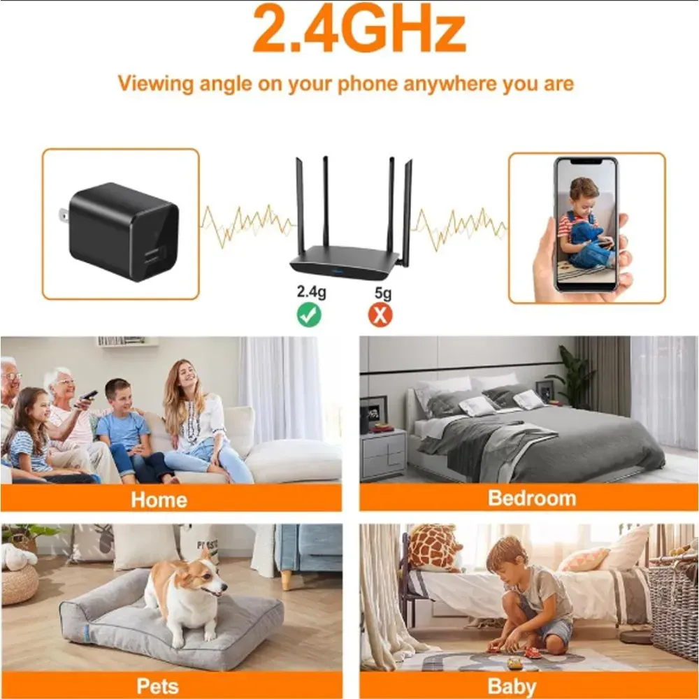  Cargador Tipo C Con Cámara Espía Wifi 24/7 Video Graba Con Audio