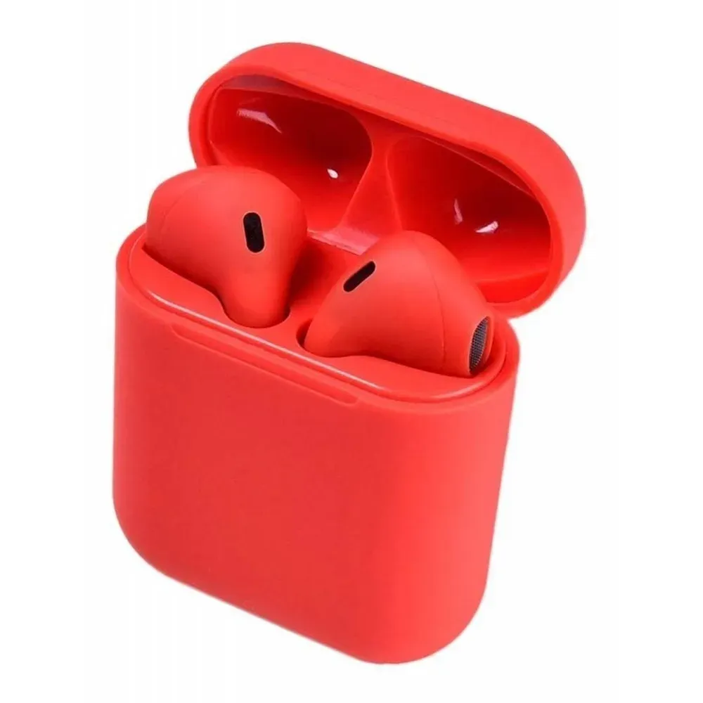 Audífonos Stereo Bluetooth Inalámbricos Recargables i12 Rojo