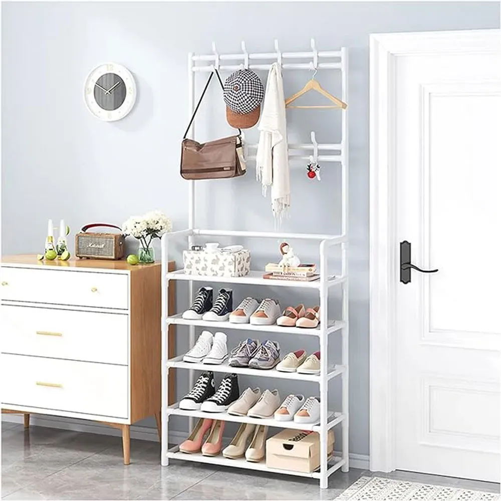 Organizador Zapatos Tipo Closet Zapatero 8 Percheros 5 Estantes Blanco