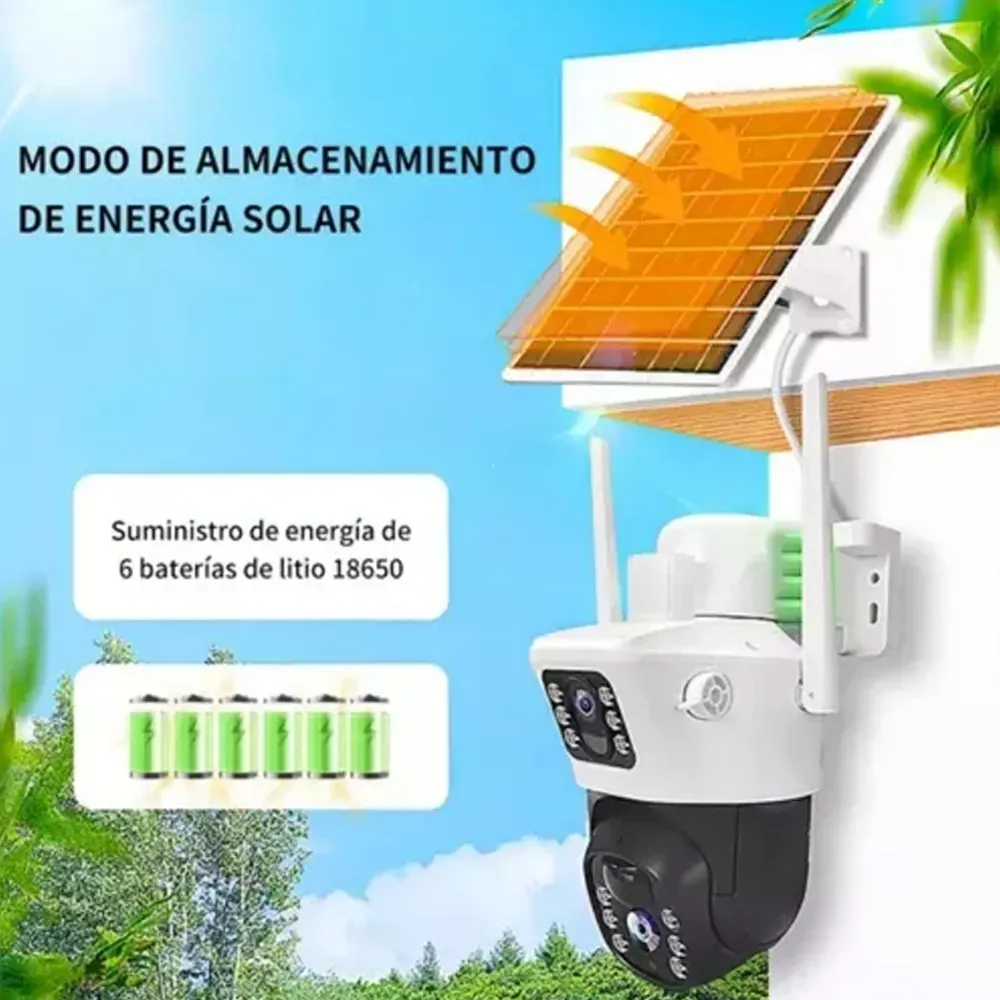 Camara IP Red PTZ 4G Panel Solar Monitoreo Remoto Doble Camara