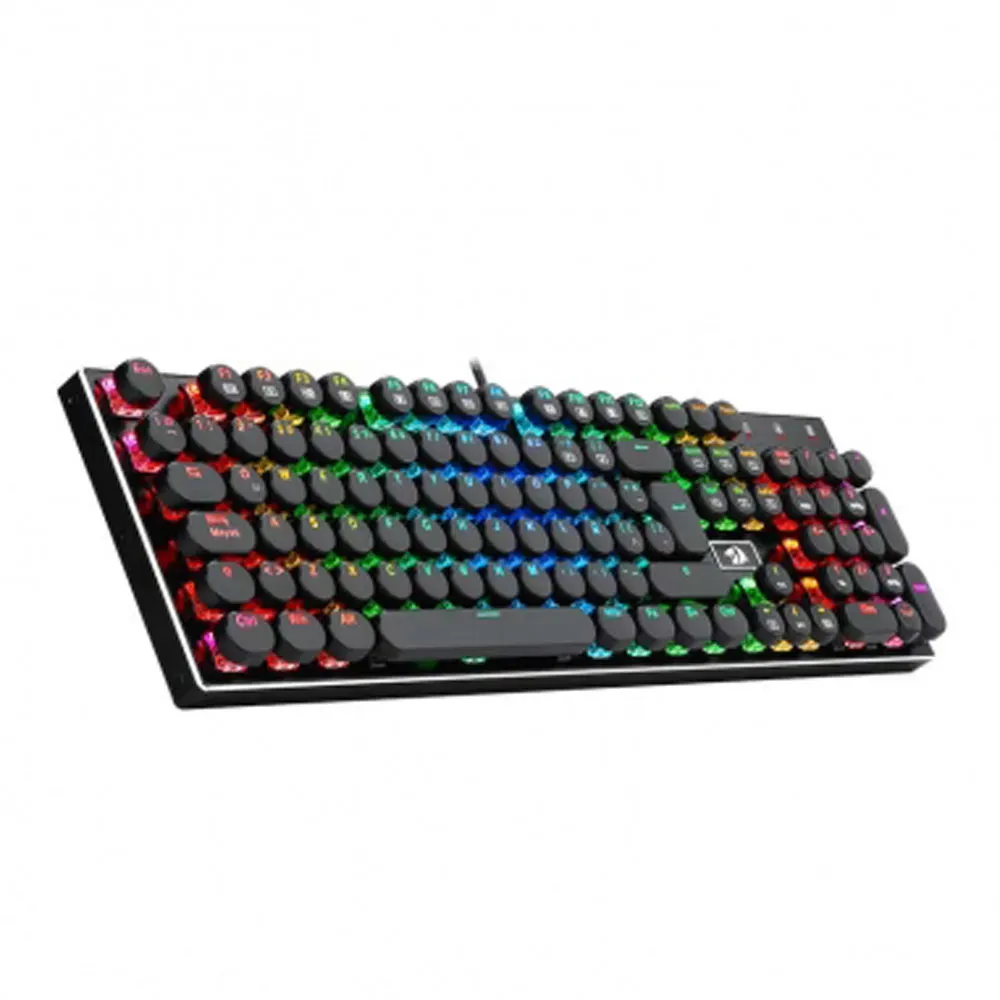 Teclado Gamer 104 Teclas Redondas Mecanico Juegos PC RGB JG 666 Negro