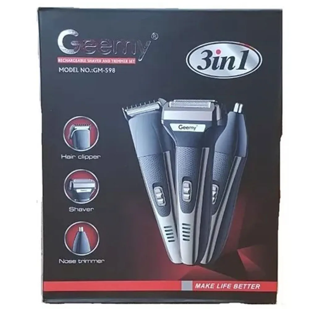 Set x3 Maquina Afeitadora Para Cabello Barba Nariz Facil Sencillo Uso