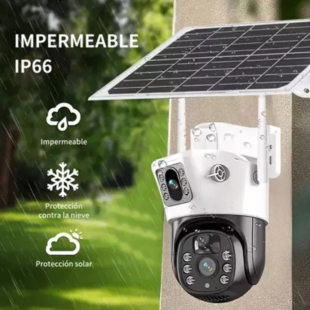 Camara IP Red PTZ 4G Panel Solar Monitoreo Remoto Doble Camara