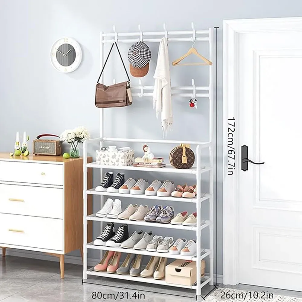 Organizador Zapatos Tipo Closet Zapatero 8 Percheros 5 Estantes Blanco