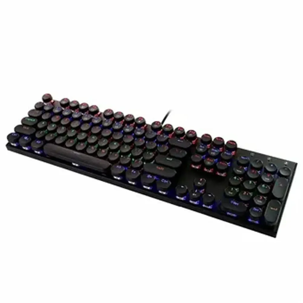 Teclado Gamer 104 Teclas Redondas Mecanico Juegos PC RGB JG 666 Negro