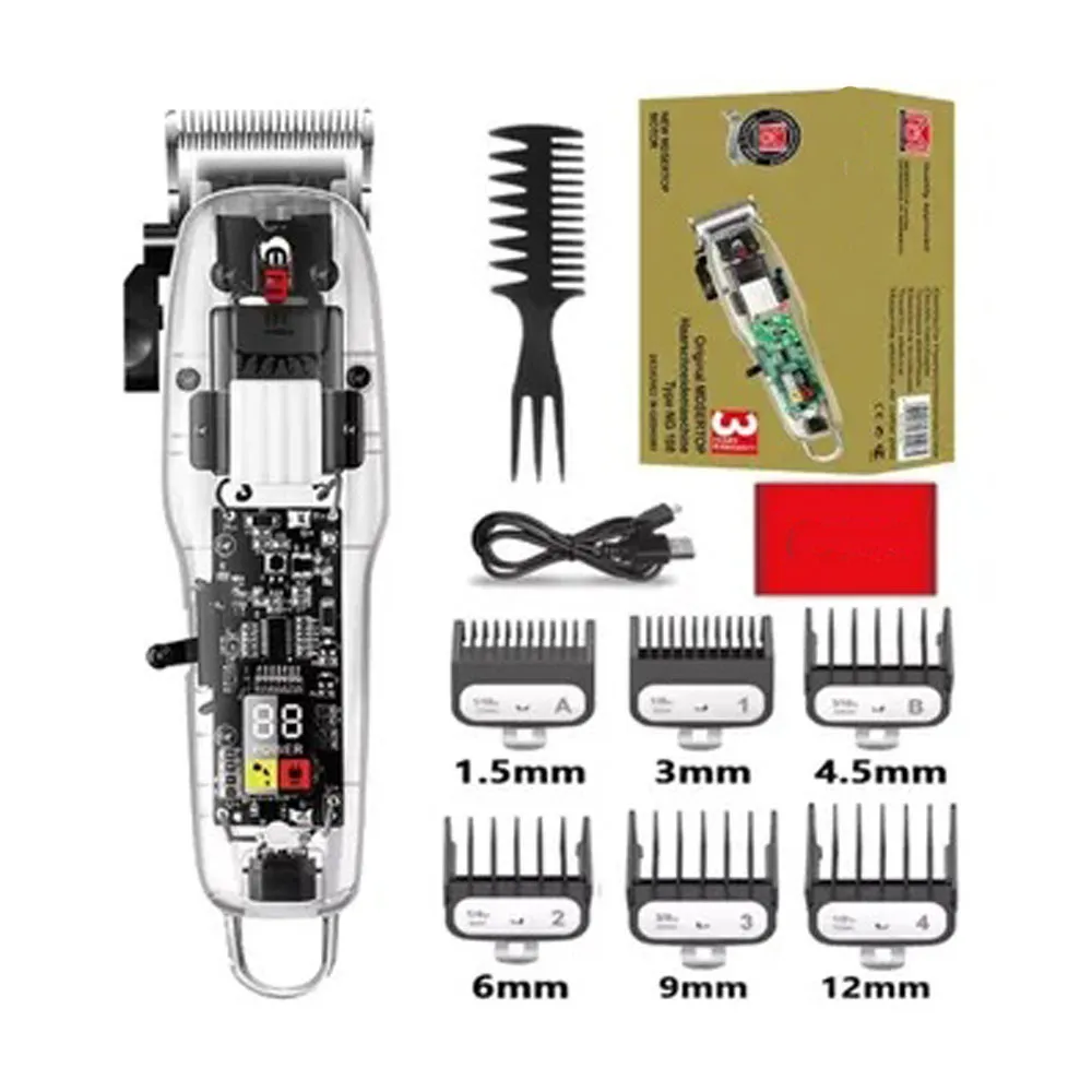 Kit Maquina Cortar Pelo Hombre Profesional Inalambrica Luz Led NG108