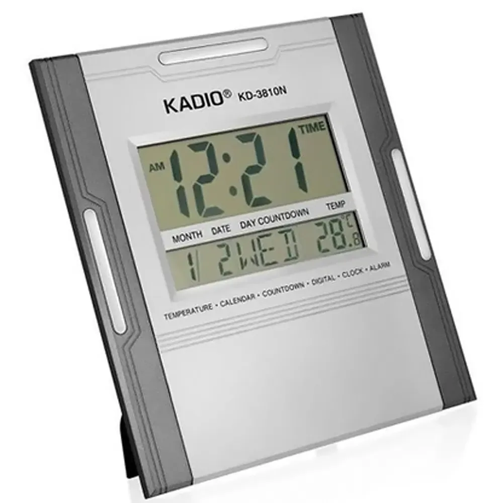 Reloj Pared Kadio Digital Kd-3810 Hora Fecha Alarma Termometro