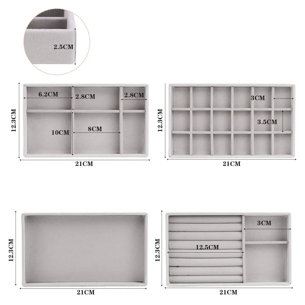 Organizador Joyero Cajon Portatil Multifuncional X4 Divisores Ajustables