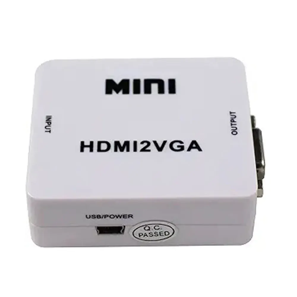 Convertidor HDMI-VGA HDMI2VGA Adaptador Video Audio 1080HD Blanco