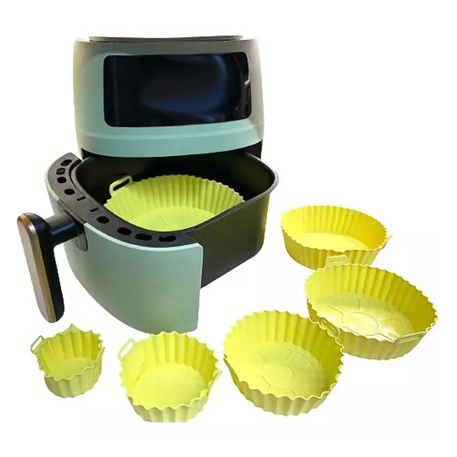 Set x6 Molde Silicona Freidora Air Fryer Reutilizable Freidora Amarillo