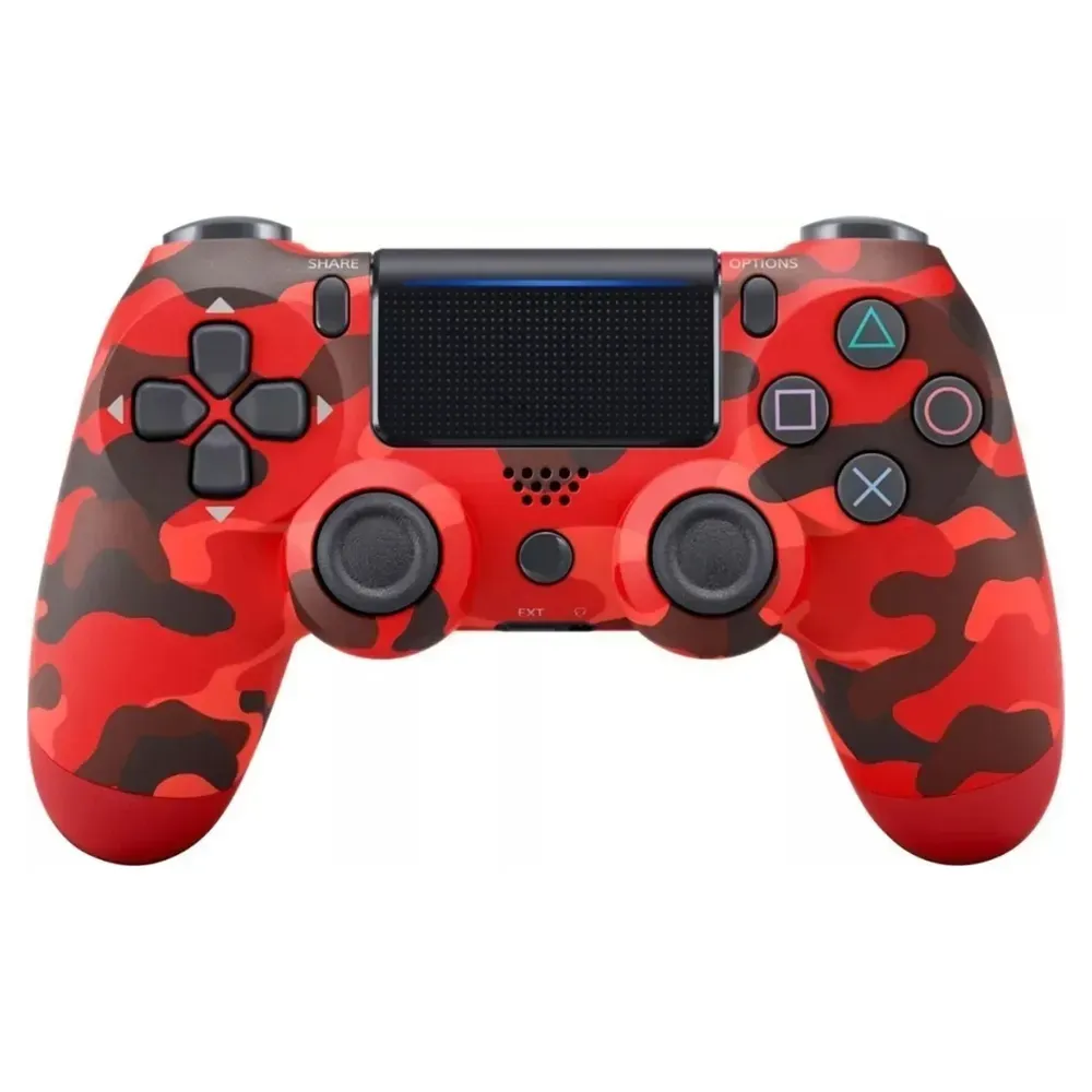 Control Playstation 4 Ps4 Generico Tactil Recargable Camuflado Rojo