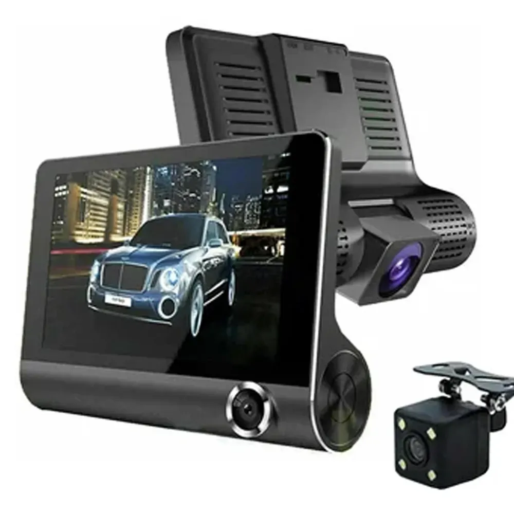 Camara Carro Vehículo DVR Full HD 3en1 Frontal + Interior + Reversa