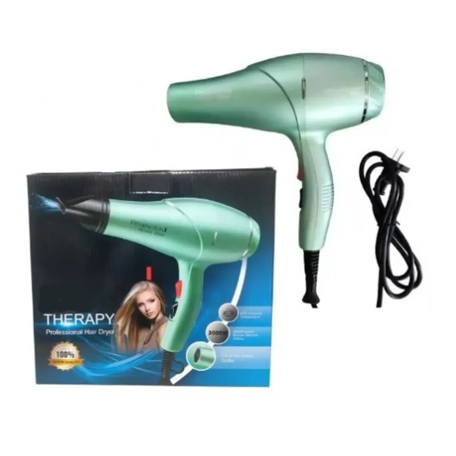 Secador Cabello Profesional Power 3000w Pelo Aire Frio Aguacate RE7985