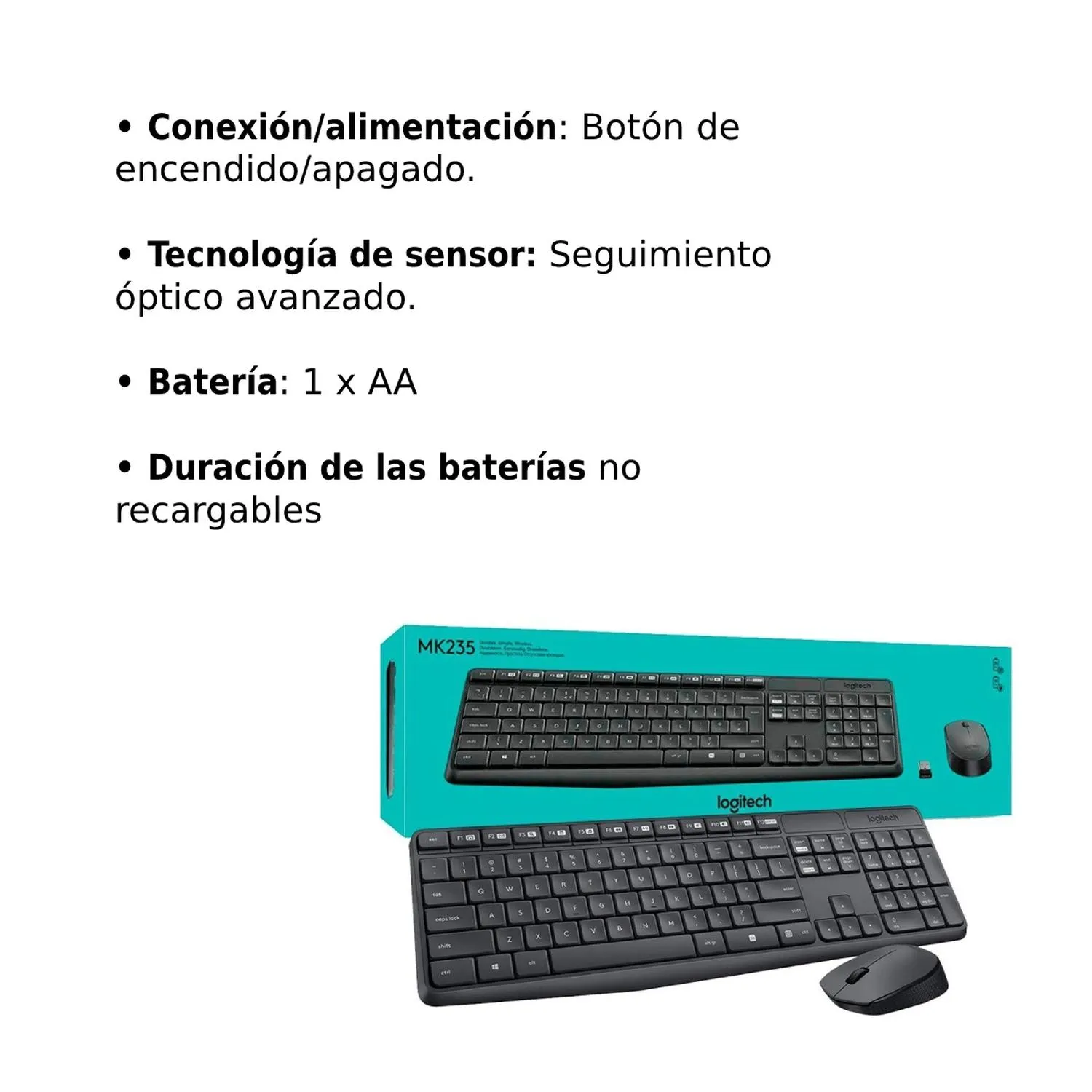 Combo Logitech Teclado y Mouse Mk235 Inalambrico