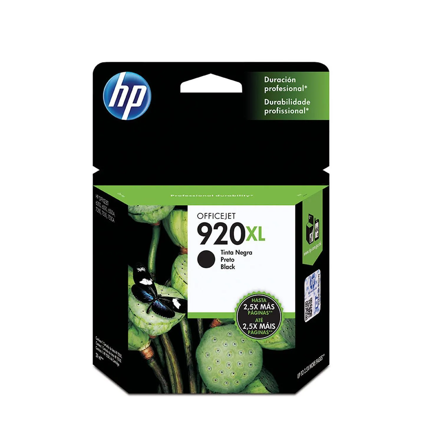 Cartucho Original De Tinta Hp 920xl Alto Rendimiento Negra, 1.200 Páginas, 49 ml