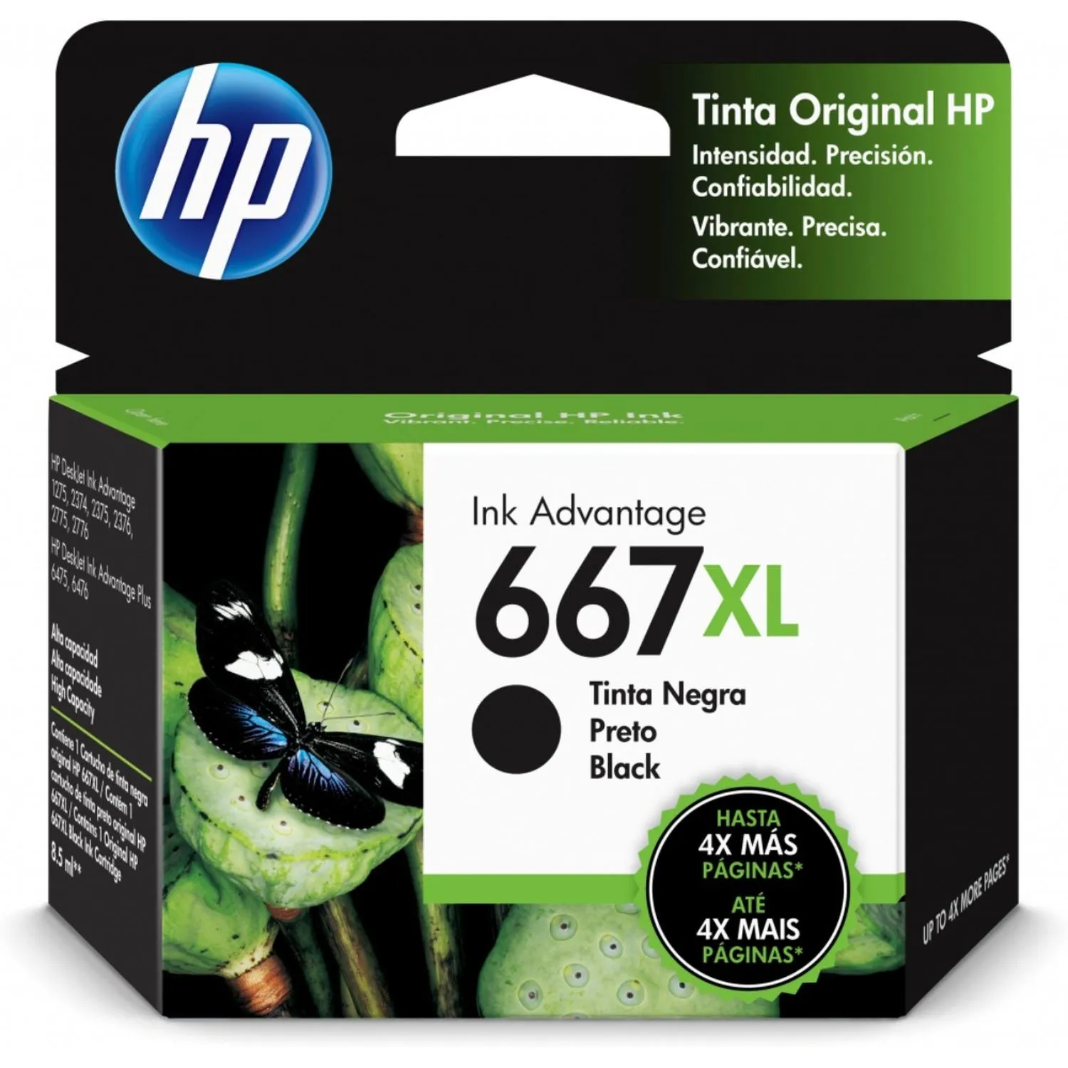 Cartucho Original De Tinta Hp 667xl Alto Rendimiento Negro, 480 Páginas, 8.5 ml