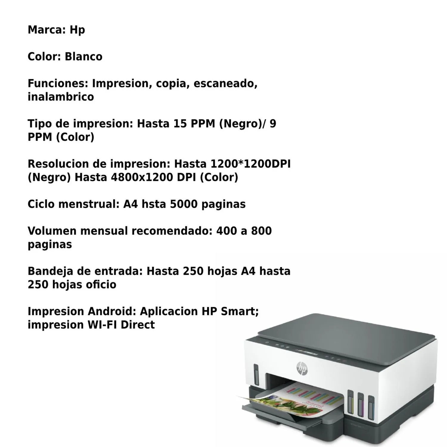 Impresora Hp Smart Tank 720 Inalámbrica